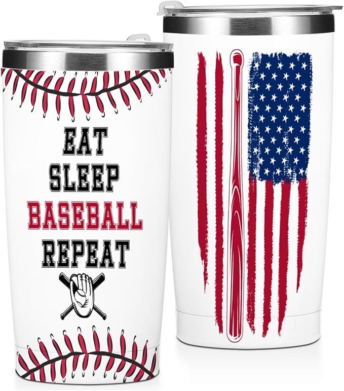Baseball Accessories 20 oz Tumbler Insulated Tumblers, Christmas Birthday Gifts, Stainless Steel Tumbler Travel Cup, Coffee Cups for Cold Hot Drinks Baseball Lover Gifts for Women Men Mom