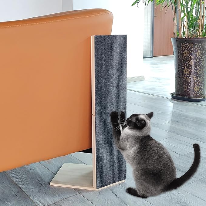 24" Tall Couch Corner Scratching Post with 3Pcs Replaceable Self-Adhesive Cat Scratching Post Carpet, Cat Scratch Pad Mat- Stylish Indoor Cat Scratcher Board Furniture Protector