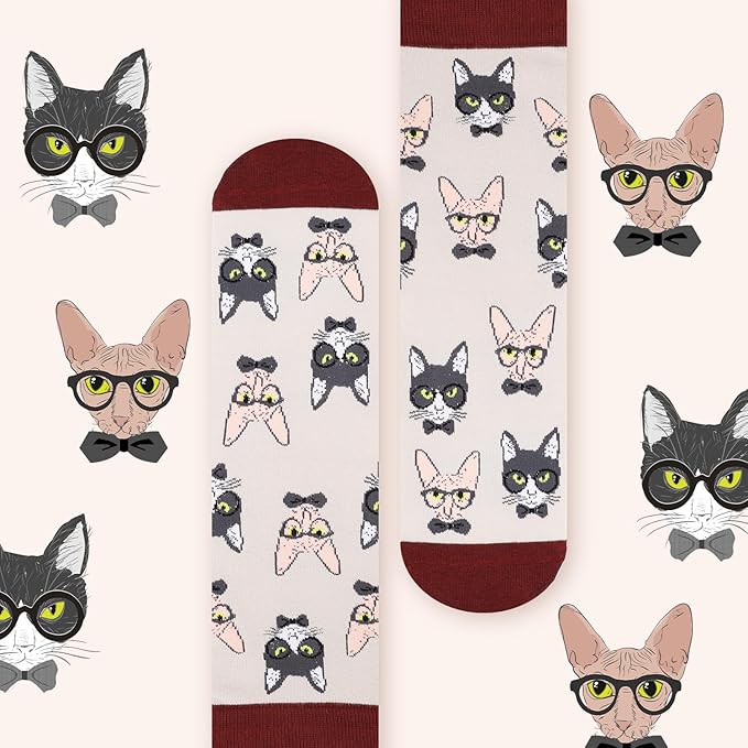 AGRIMONY Funny Cat Dog Socks for Women Teen Girls-Animal Novelty Cute Socks-Mothers Day Cat Dog Mom Gifts Stocking Stuffers