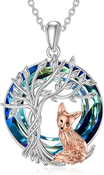 TOUPOP Tree of Life Animal Necklace 925 Sterling Silver Crystal/Abalone Shell Animal Pendant Jewelry Birthday Mothers Day Gifts for Women Mom Wife Her