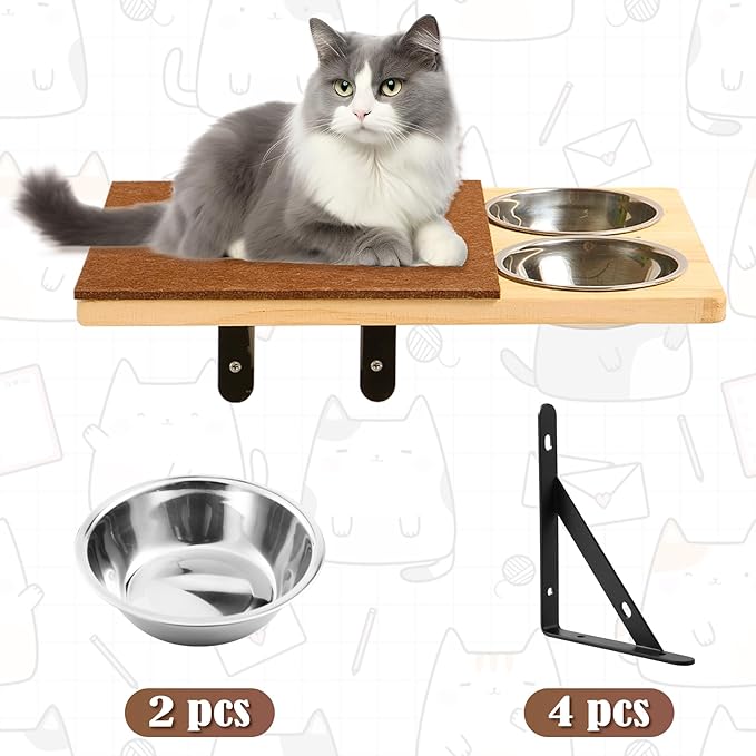 Calmbee Cat Wall Shelves, Cat Wall Furniture 70" Cat Bridge Wall Mount Cat Perch Wooden Hammock Cat Tree Cat Climber Cat Cloud Shelf Board Cats Bed