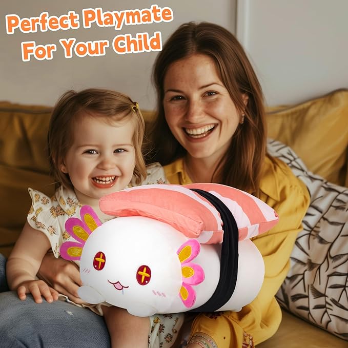 20‘’ Axolotl Plush Stuffed Animals Jumbo Plushie Original Giant Squishy Pillow Cute Kawaii Soft Sushi Axolotl Home Sofa Decoration for Kids Girls Boys