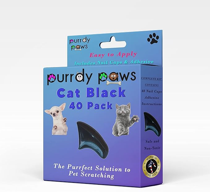 40 Pack Soft Nail Caps for Cat Claws Black Small