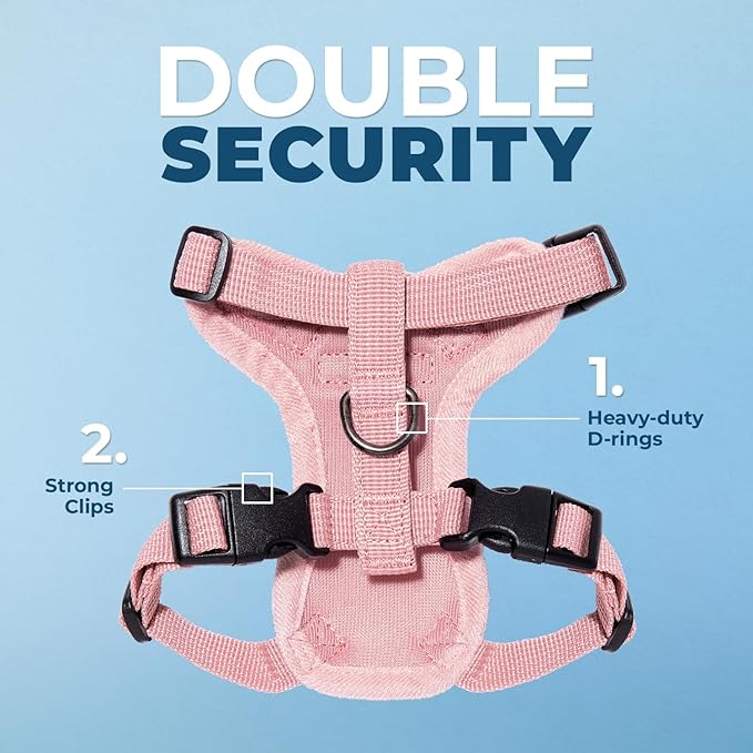 Voyager Step-in Lock Adjustable Cat Harness w. Cat Leash Combo Set with Neoprene Handle 5ft - Supports Small, Medium and Large Breed Cats by Best Pet Supplies - Pink, XXXS
