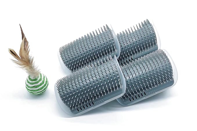 3.0 Softer Cat Self Groomer with Catnip, Face, Back & Head Scratcher for Indoor Cats - Massage Comb, Wall Corner Grooming Brush & Tool