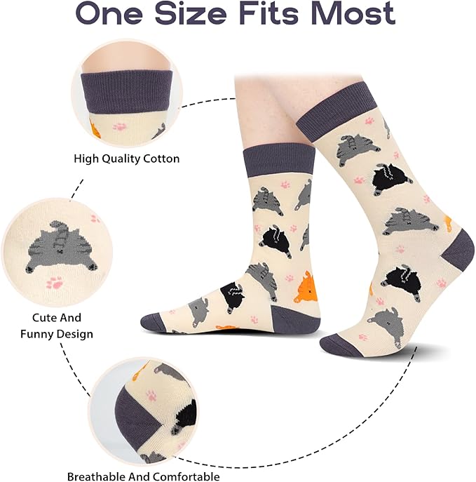 AGRIMONY Funny Cat Dog Socks for Women Teen Girls-Animal Novelty Cute Socks-Mothers Day Cat Dog Mom Gifts Stocking Stuffers