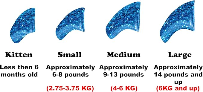 60 Piece Soft Nail Caps with Adhesive for Cat Claws - Sapphire Glitter Large