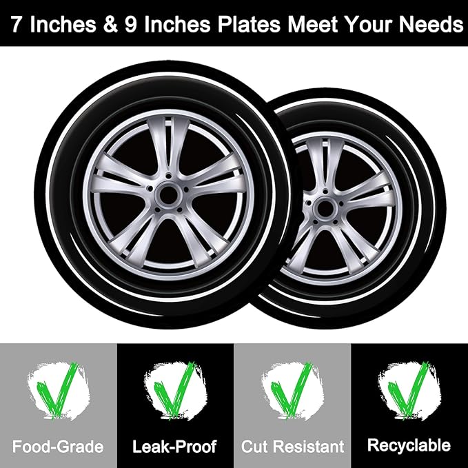 96 Pcs Race Car Party Plates and Napkins Sets, Racing Car Race Track Party Supplies Disposable Tableware Decorations Racing Wheel Sports Themed Dinnerware for Boys/Kids Birthday Party, Serves 24