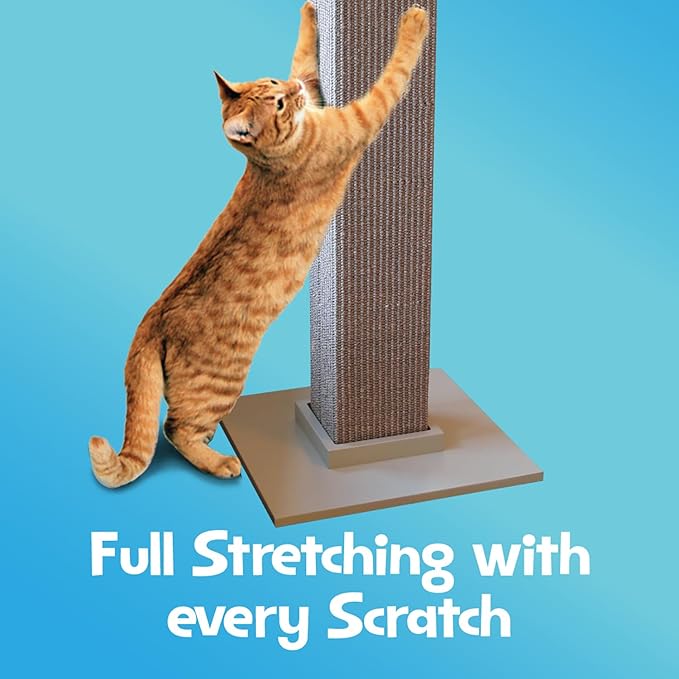 SmartCat Ultimate Scratching Post – Gray, Large 32 Inch Tower - Sisal Fiber, Simple Design - For All Cats