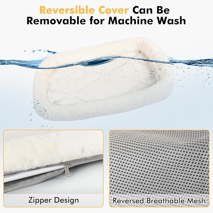 Cat Window Perch, Cordless Cat Hammock Window Seat with Cozy Pad Bed Cover for Indoor Cats, Durable Metal Frame Support Cat Bed with 4 Suction Cups for Large Cats (Cushion Pad Bed - White)