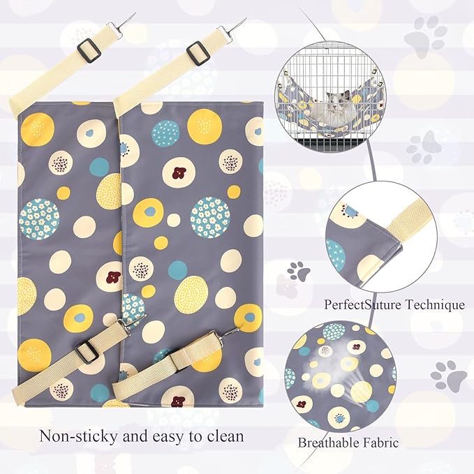 Cat Hammock Bed Cool Summer Hanging Adjustable Pet Hammock Bed for Cats/Small Dogs/Rabbits/Other Small Animals (Grey)