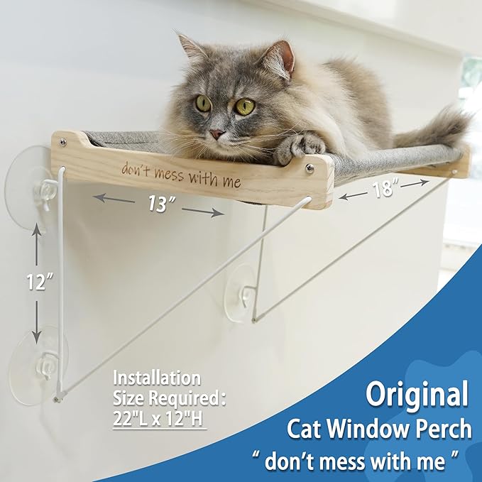 PETKARAY Cat Window Perch, Original Cat Hammock for Window, Foldable Cat Bed for Window Sill, Indoor Window Shelf Hammock Seat with Extra Suction Cups