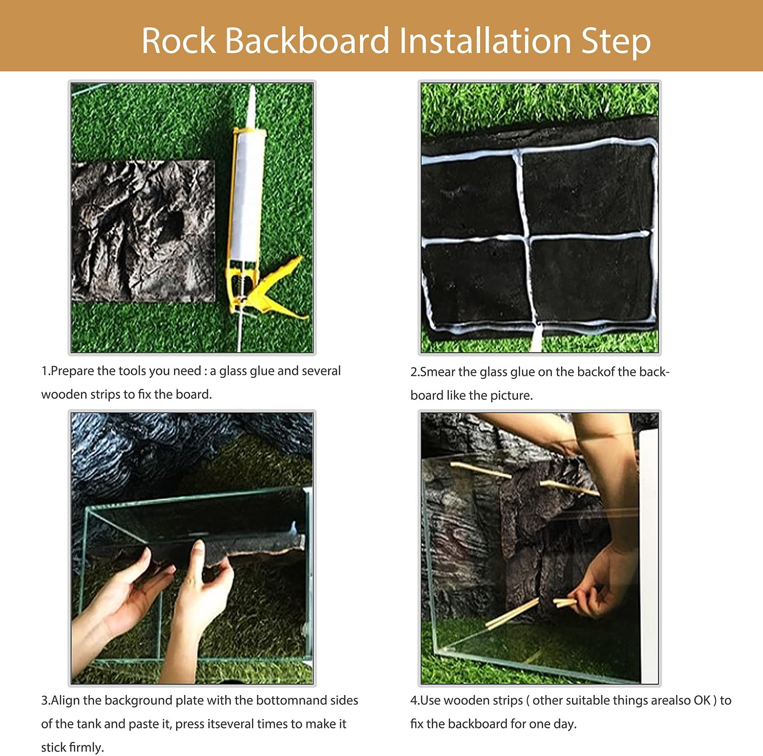 4pcs Rock Terrarium Background,3D Reptile Tank Background Board,Amphibian Stereo Backdrop Wall,Lizard Snake Gecko Spider Chameleon Turtle Fish pet silo Background Decorative Panel