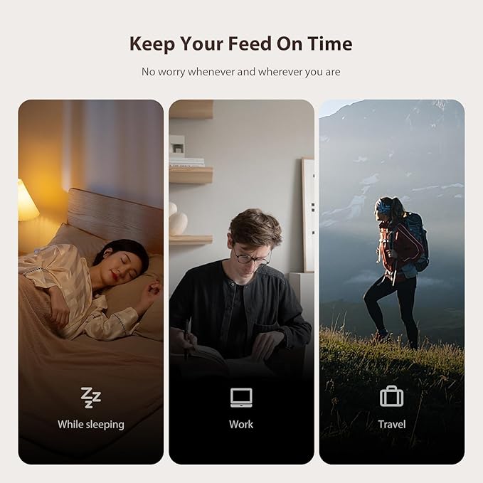 Automatic Cat Food Dispenser, WiFi Cat Feeder with APP Remote Control for Dry Pet Food, Programmable Timer, Dual Power Supply, Slow Feeder for Cats & Small Dogs