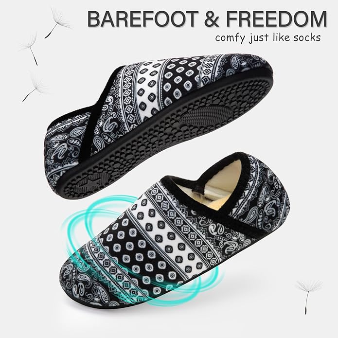 ATHMILE House Slippers for Women Men Indoor Barefoot Slippers Socks Furry Slip on House Shoes Cozy Comfy Slippers for Home Bedroom Travel Yoga