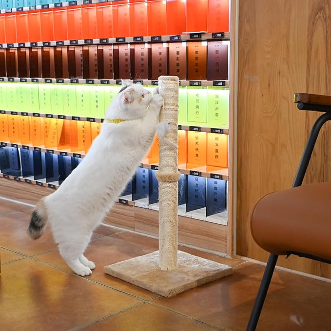 KINGROCK Tall Cat Scratching Posts for Indoor Cats,Cat Scratching Post with Plush Toys for Kittens or Smaller Cats,Premium Sisal Post for Cats at All Ages with Reinforced Stable Base
