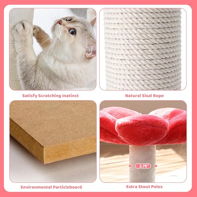 HYABi 42.7in Flower Garden Cat Tree, Cat Tower with Cozy Condo & Scratching Post, Cat Tree Tower with Jumping Platform for Indoor Cats