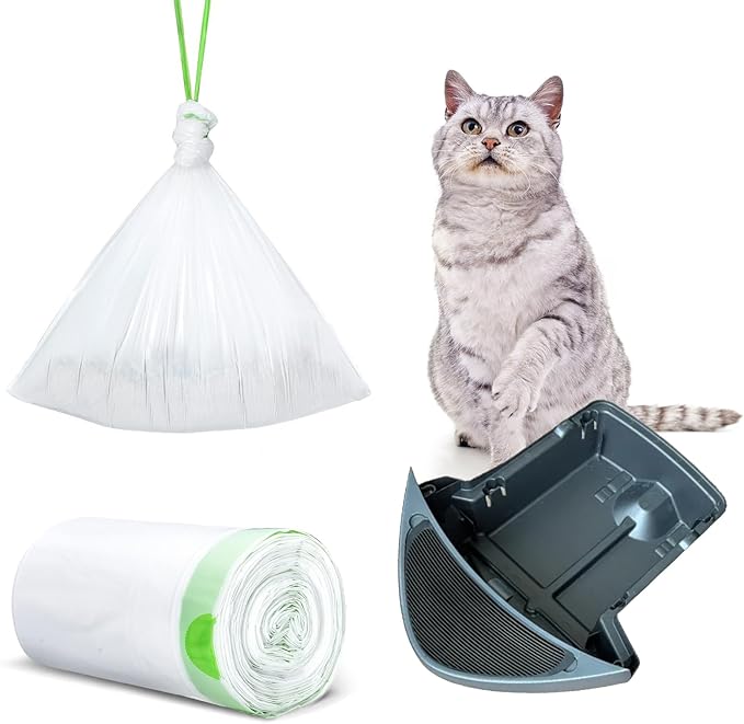 20 Count Waste Drawer Liners Bags Compatible with Litter Box Robot 4 and 3, Thick Self-cleaning Cat Litter Box Liners refill with Drawstring Heavy Duty 10-12 Gallons of Capacity
