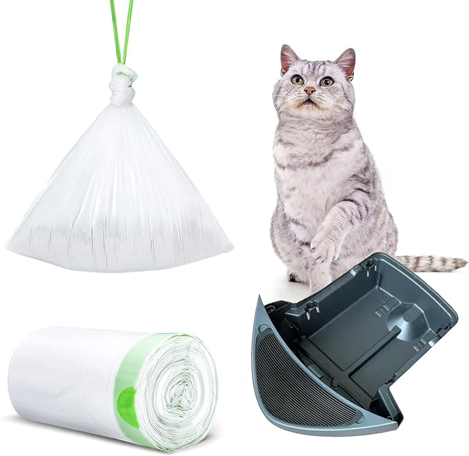 20 Count Waste Drawer Liners Bags Compatible with Litter Box Robot 4 and 3, Thick Self-cleaning Cat Litter Box Liners refill with Drawstring Heavy Duty 10-12 Gallons of Capacity