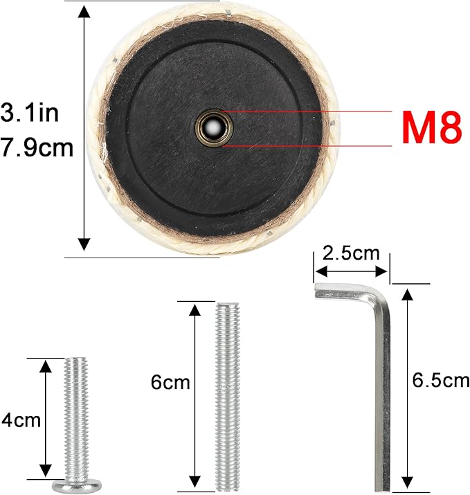 4 Pcs 3.1in 7.9cm Diameter Cat Scratching Post Replacement Sisal Pole with Screws and Bolts and Wrench for Cat Tree Condo (30cm/11.81in, M8)