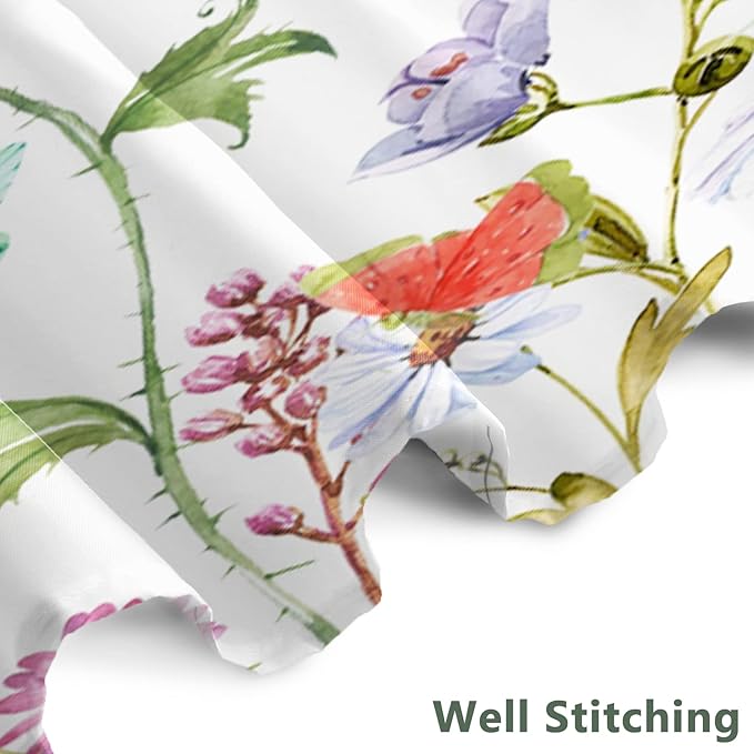 AWERT Small Half Size Stall Shower Curtain with 6 Hooks 36 inch Shower Stall Curtain 36 x 72 Butterfly Wildflowers for Bathroom/RV and Camper (Butterfly)