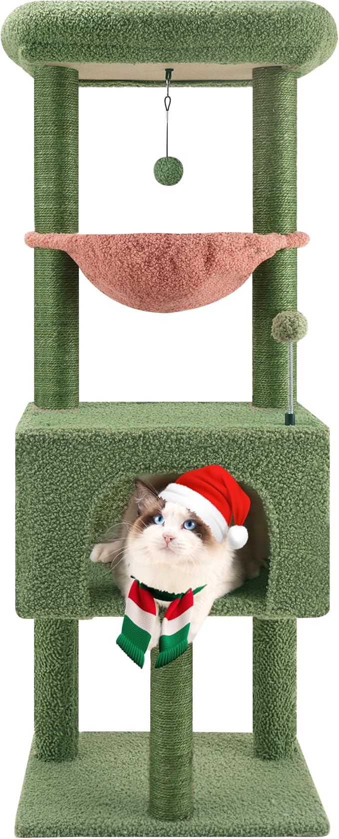 Fashion Design 43.3" Cat Trees with Cat Houses,Green