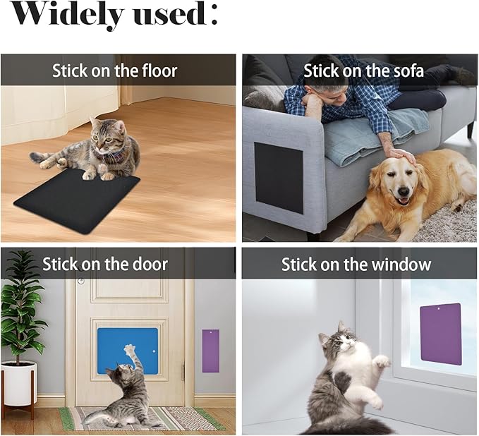 6 PCS Cat Nail File Scratcher,11.0x14.9''Nail File for Cats Scratch Liner,Cat Nail Scratching Strips with Hanging Hole Peel Stick Kitten Scratching Manicure Sandpaper for Litter Box(Black)