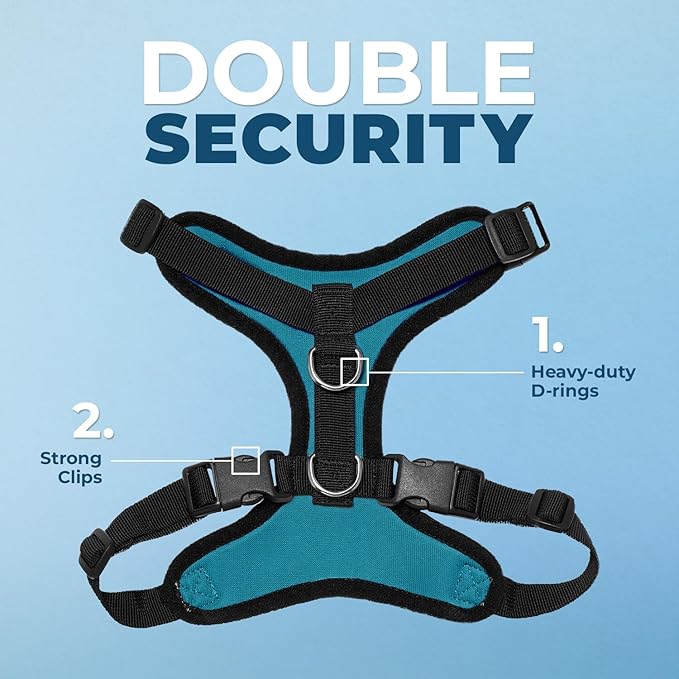 Voyager Step-in Lock Pet Harness - All Weather Mesh, Adjustable Step in Harness for Cats and Dogs by Best Pet Supplies - Turquoise/Black Trim, XS