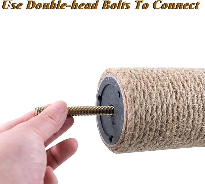 12 Inch Cat Scratching Post Replacement with M8 Screw Durable Cat Tree Scratch Post Refill Jute Rope for Cat Scratcher Climbing Perch Indoor Tower Furniture Scratching Tree Wall, Sisal, 2pcs