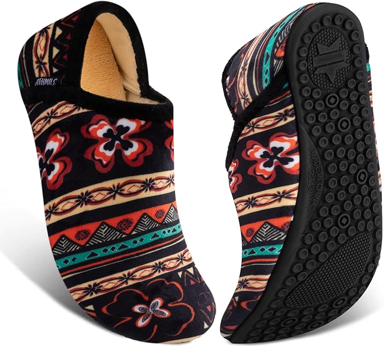 ATHMILE House Slippers for Women Men Indoor Barefoot Slippers Socks Furry Slip on House Shoes Cozy Comfy Slippers for Home Bedroom Travel Yoga