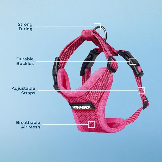 Voyager Step-in Lock Pet Harness - All Weather Mesh, Adjustable Step in Harness for Cats and Dogs by Best Pet Supplies - Fuchsia, S