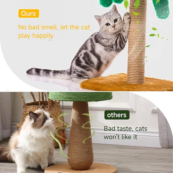 Multicolor Natural Hemp Rope, Cat Scratching Posts Replacement Rope,Repair and Replace Scratching Post cat Tree, 1/4" Rope Cat Scratch Post DIY Jute Twine,Come with a Play Ball(164FT, Yellow)