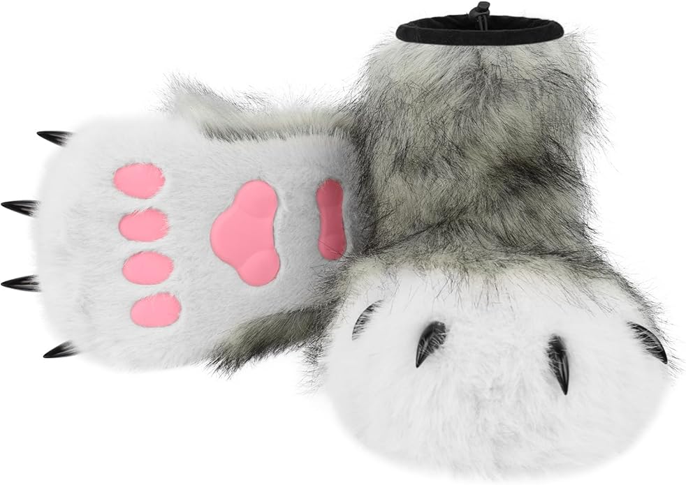 Animal Fuzzy Slippers Bear Cat Wolf Dog Fox Fursuit Feet Paw Claw Shoes Furry Boots Costume Accessories for Adult Kids