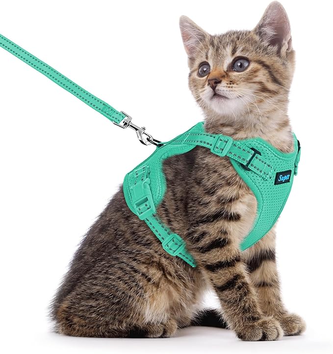 Supet Cat Harness and Leash Set for Small to Large Cats Adjustable Cat Vest Harness with Reflective Trim Universal Cat Leash and Harness for Cats/Puppies Outdoor Walking