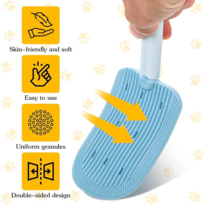 3PCS Cat Tongue Comb, Cat Grooming Brush, Cat Brushes for Indoor Cats, Cat Brush for Shedding, Cat Comb for Long Haired Cats, Pet Ice Cream Massage Comb, Easily Removes Fur Reducing Hairballs (Blue,