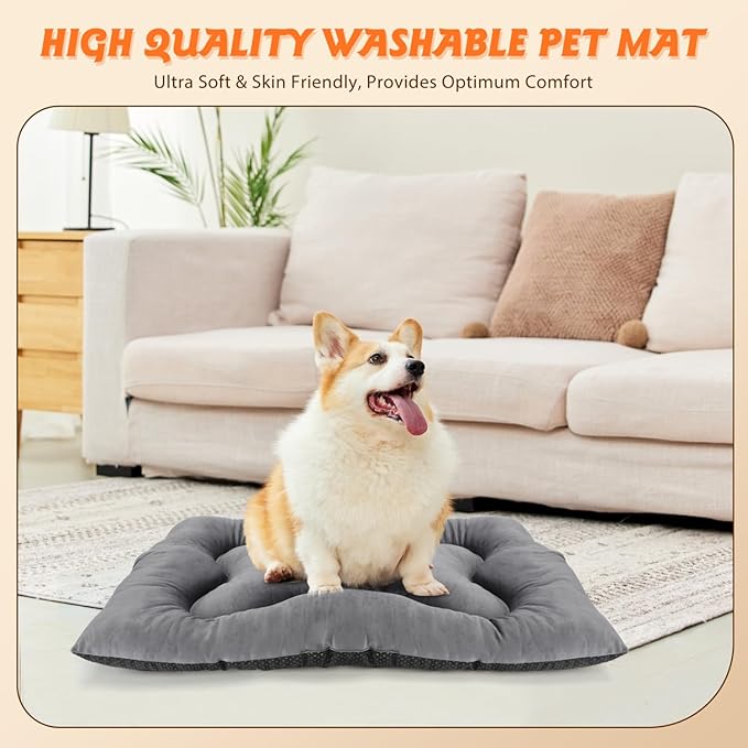Nobleza Warm Dog Sleep Bed Mat for Cold, Winter Self-Heating Beds Pet Cat Crate Pad Fluffy Comfy Kennel Anti-Slip for Small Medium Dog Kitten, Lightweight Sleeping Dog Travel Mat for Outdoor Indoor