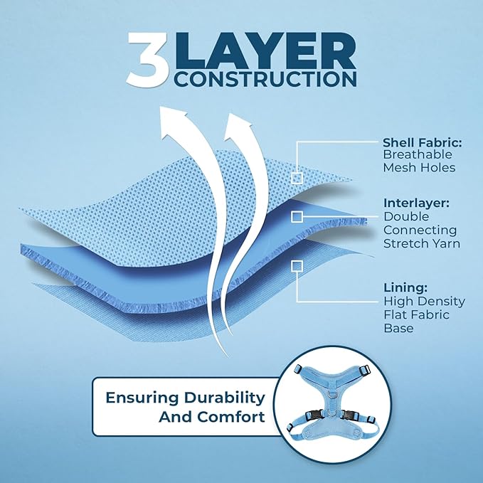 Voyager Escape Proof Cat Harness and Leash Set with Reflective Stitching, Neoprene Handle 5ft - Supports Small, Medium and Large Cats, Kittens for Walking by Best Pet Supplies - Baby Blue, XS