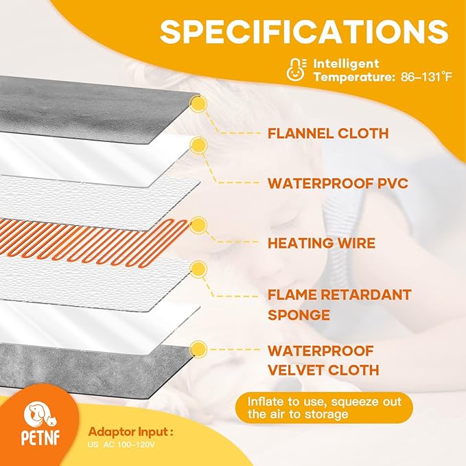 Outdoor Pet Heating Pad for Cats Dogs,Upgraded 6 Levels Adjustable Temp Cat Heating Pad with Timer,Electric Cat Heated Pad Mat for Dog Cat House,Waterproof Heat Pet Cat Bed with 6.69ft Chew Proof Cord