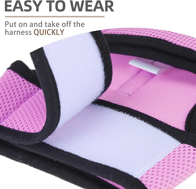 PUPTECK Soft Mesh Cat Vest Harness and Leash Set Puppy Padded Pet Harnesses Escape Proof for Cats Small Dogs, Pink Medium