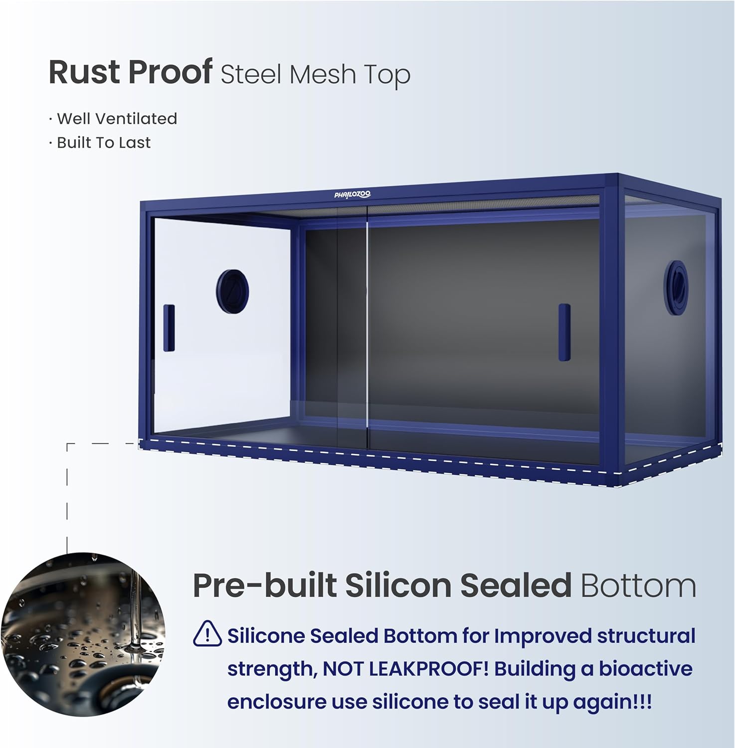 50 Gallon Bearded Dragon Tank, Reptile Enclosure for Easy Maintenance, Front Opening Reptile Tank with Top Screen Ventilation & Glass Sliding Door 36''x18''x18''