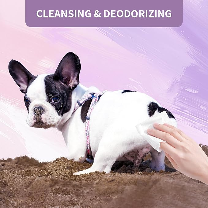 400 Dog Wipes for Paws and Butt Plant Based Hypoallergenic Pets Cleansing & Deodorizing Anal Gland Hygienic Puppy Wipes for Dogs Face and Body Wipes Cleaning Fur Doggie Wipes Doggy Wipes (Lavender)