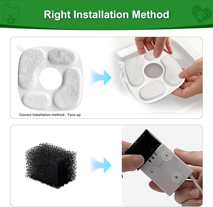 24 Pcs Cat Water Fountain Filter,12 Pack Filters & 12 Pack Pre-Filter Sponges, Compatible with 95oz/2.8L Pet Fountain