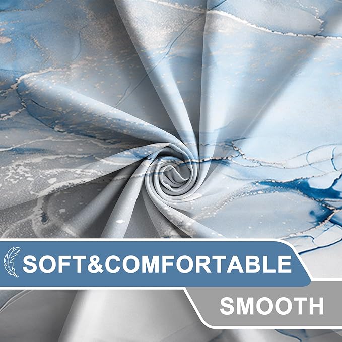 AWERT Blue Marble Shower Curtain for Bathroom Modern Blue White Marble Ink Shower Curtain with Hooks Washable Bathroom Accessories Bathtub Decor 72x72inch