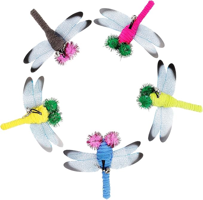 5 Pcs Replacement Dragonfly Interactive Cat Toy Refills Cat Toy Wand Replacement Teaser Refills for Cat