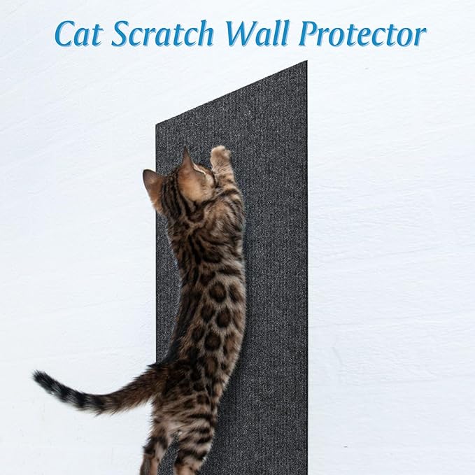 Gtmileo 78.7"x15.8" Cat Scratching Post, Trimmable Self-Adhesive Climbing Cat Scratching Mat Replacement for Cat Tree Shelf Shelves, Cat Scratch Furniture Protector(Dark Gray)