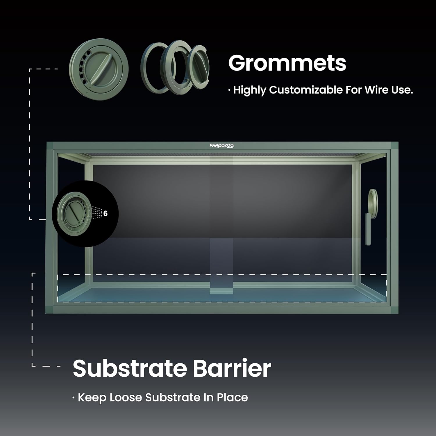 50 Gallon Bearded Dragon Tank, Reptile Enclosure for Easy Maintenance, Front Opening Reptile Tank with Top Screen Ventilation & Glass Sliding Door 36''x18''x18''