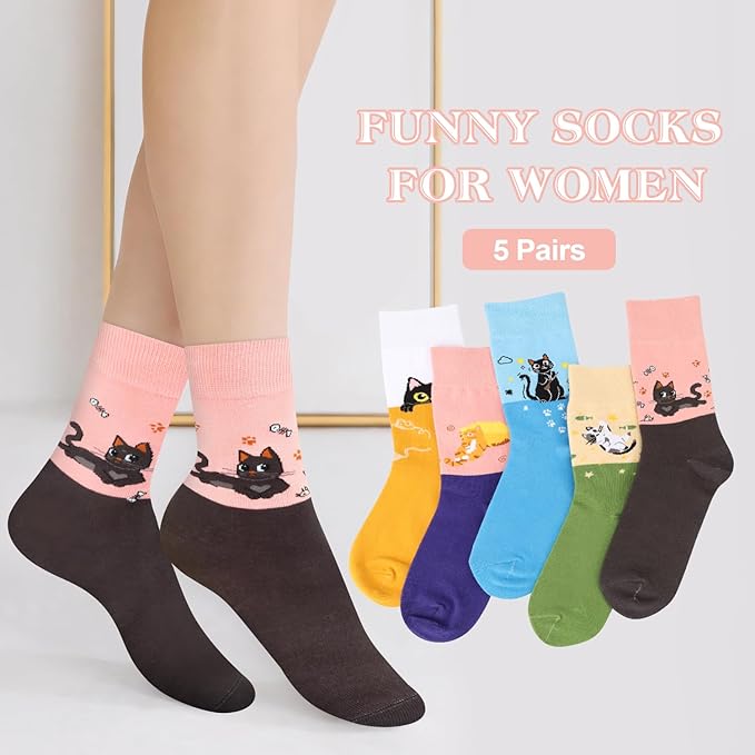 AGRIMONY Women's Cat Socks Cute Animal Socks Dog Valentines Easter Fun Gifts for Women