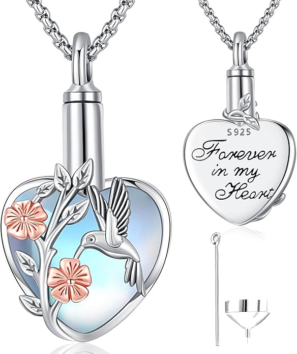 Aniu Cremation Jewelry for Ashes S925 Sterling Silver Urn Necklace Memorial Necklace for Human Ashes of Loved Ones Keepsake Pendant for Men Women