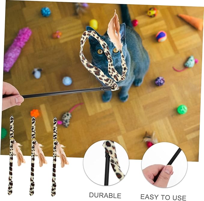 balacoo 12 Pcs Cat Teaser Cat Running Toy Cat Exercise Toy Cat Teasing Cat Toys Cat Teething Toy Cat Toy Wand Pet Treat Toy Cat Catcher Toy Cat Chasing Toy Cloth Stick Kitten