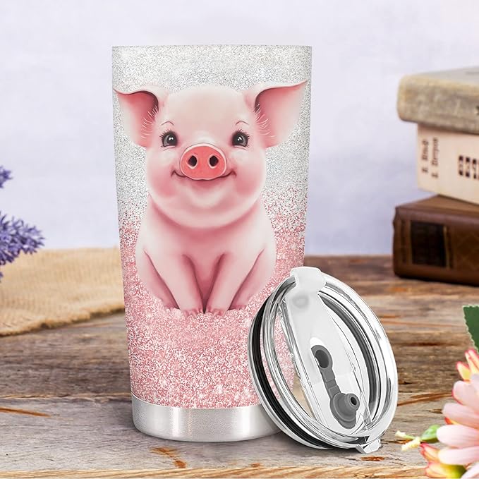 34HD Just A Girl Who Loves Pigs Tumbler with Lid, 20oz Vacuum Insulated Farmer Mug, Gifts for Pig Lady Women Farmer, Pig Lover Gifts for Birthday Christmas Mothers Day